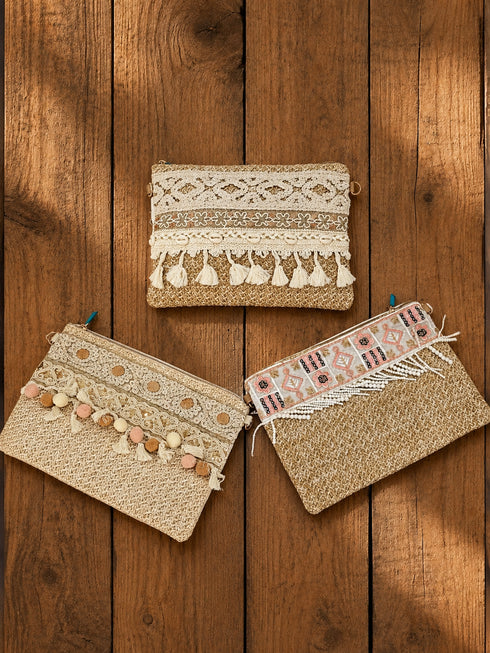 Pochette Boho-Chic in Paglia Intrecciata