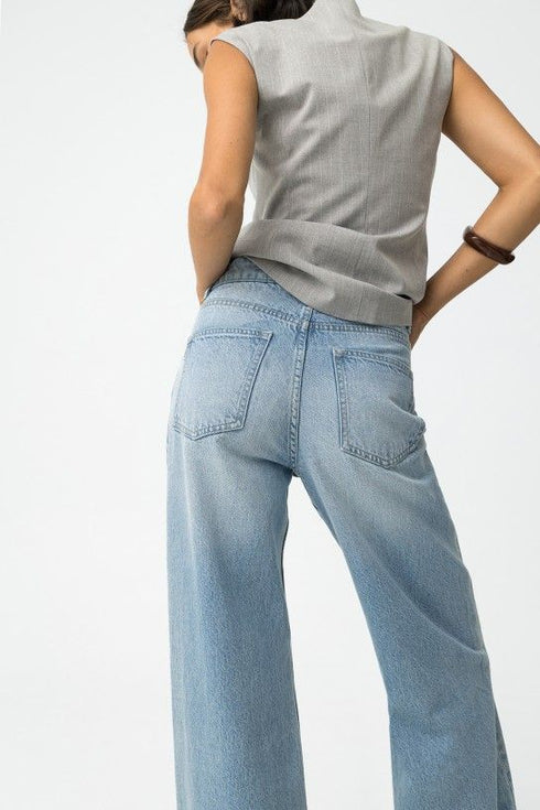 Jeans wide leg con maxi risvolto Tiffosi