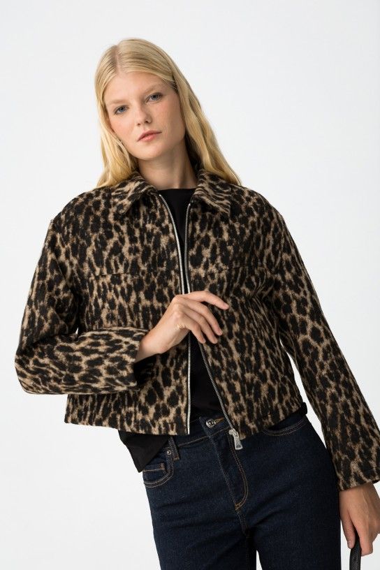 Giacca crop rizz animalier Tiffosi