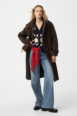 Cappotto lungo tiffosi coat chocolate long