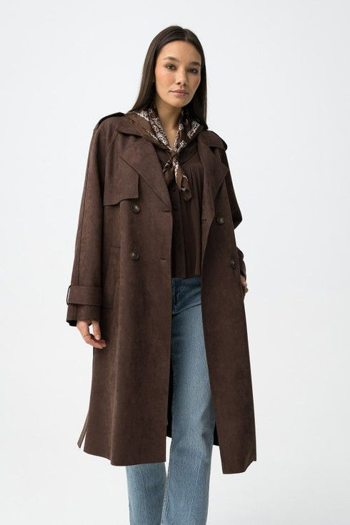 Trench Tiffosi in pelle scamosciata