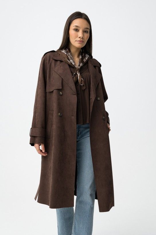 Trench Tiffosi in pelle scamosciata