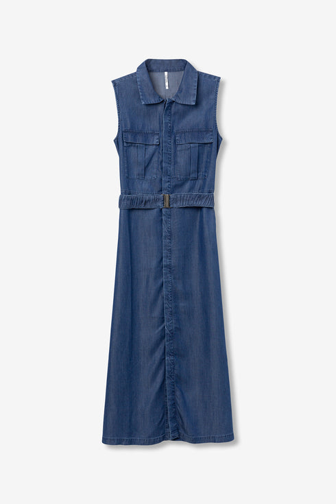 Abito Lungo in Denim Smanicato – Tiffosi