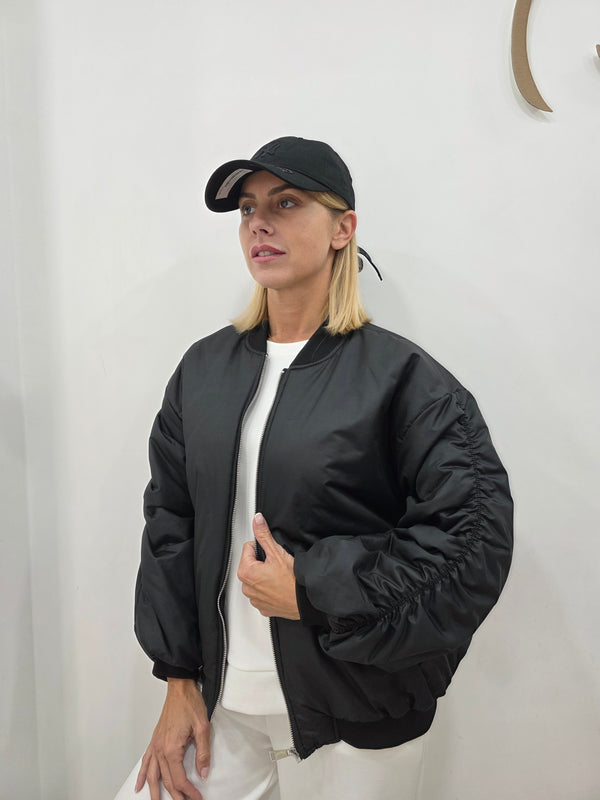 Bomber manica arricciata