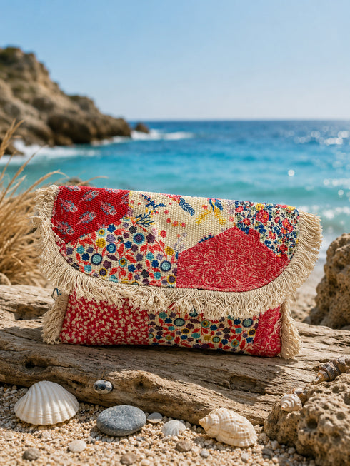 Pochette Boho-Chic in Tessuto con Frange