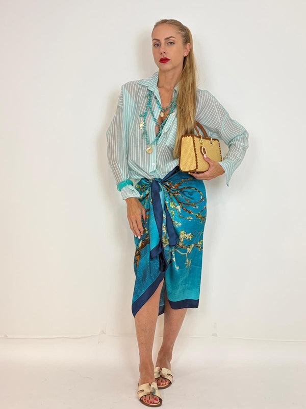 Camicia Over a Righe in Tessuto Velato