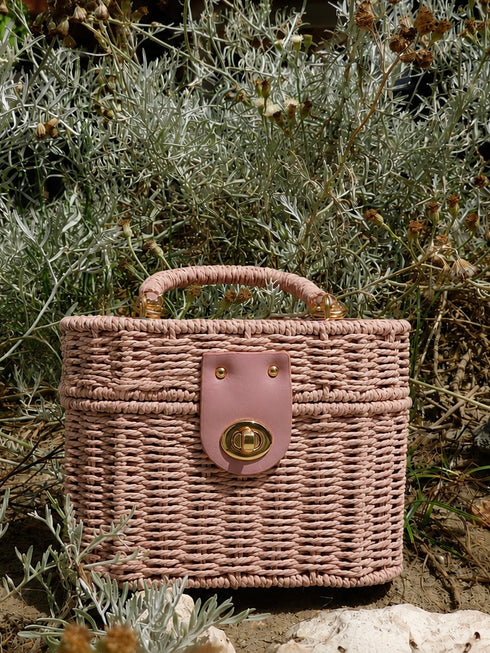 Borsa a Cestello in Paglia Intrecciata