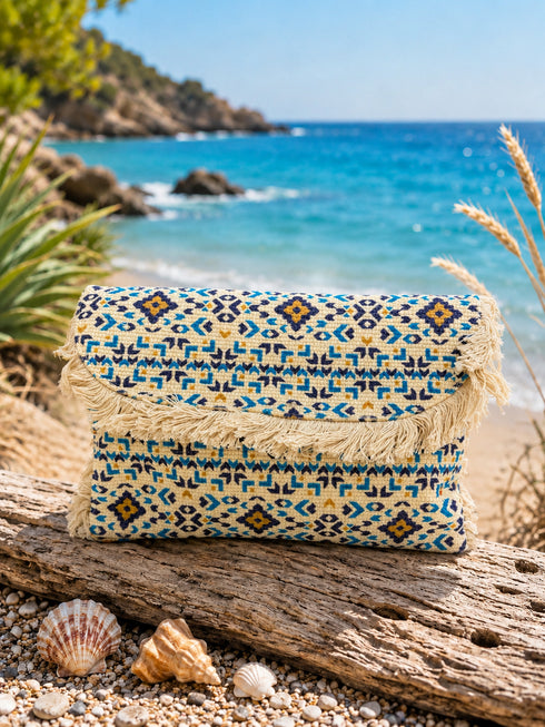 Pochette Boho-Chic in Tessuto con Frange