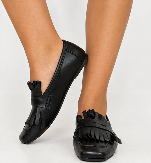 Mocassino con frange in pelle