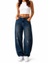 Jeans Ballon con cintura e rotture