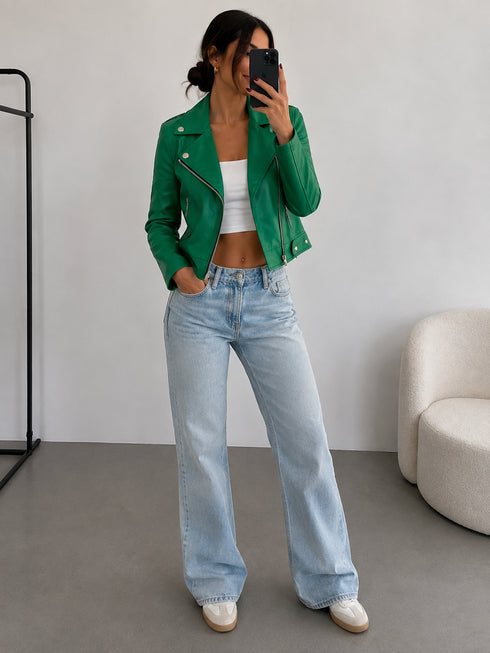 Chiodo ecopelle crop