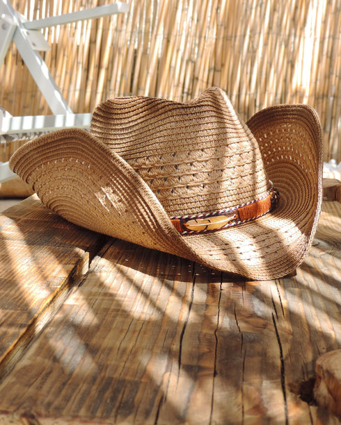 Cappello da Cowboy in Paglia Intrecciata