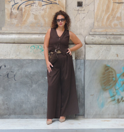 Pantalone palazzo gessato blooma