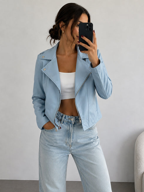 Chiodo ecopelle crop