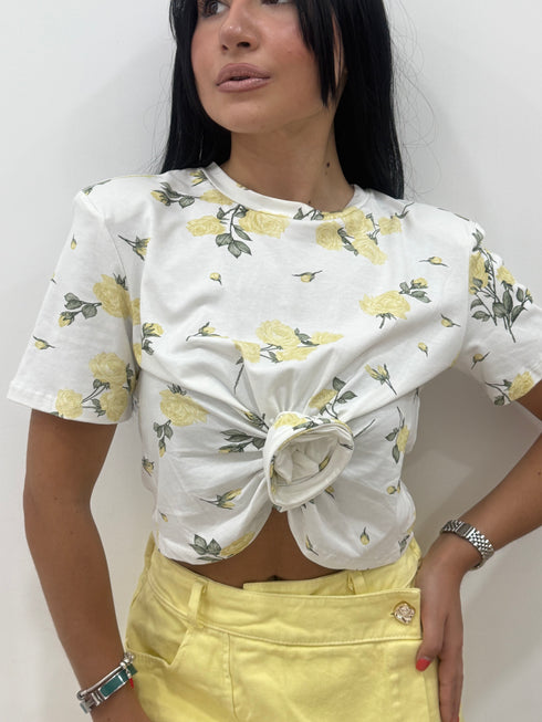 T-shirt nodo floreale AnnaCi