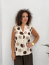 Blusa Smanicata a Pois con Dettaglio Volant