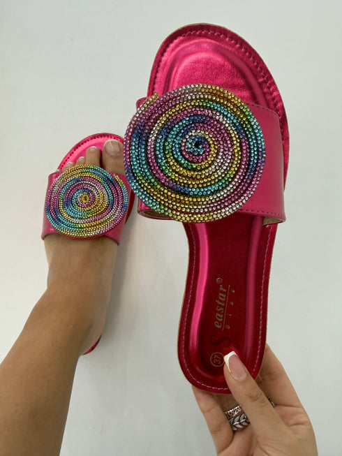 Ciabattina Seastar con Spirale Strass Multicolor