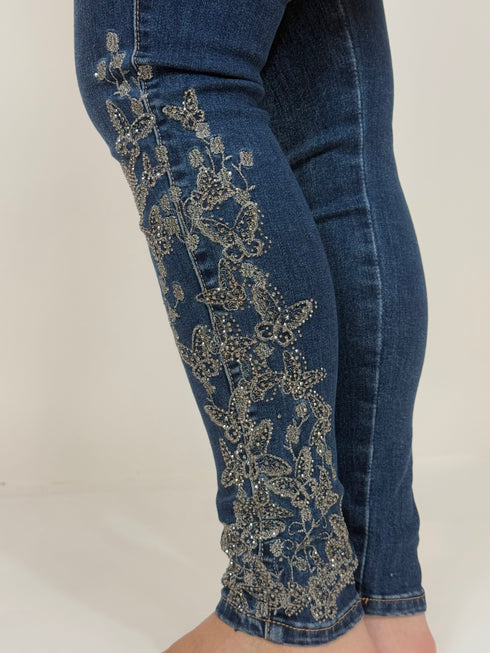 Jeans pushup decorazioni strass AnnaCi