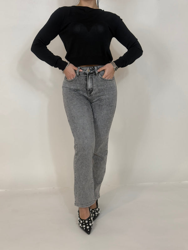 Jeans mom fit grigio AnnaCi
