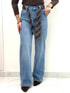 Jeans Wide Leg con Cintura-Cravatta
