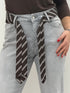 Jeans Denim Grey con Dettaglio Cravatta