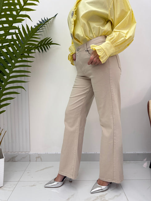 Jeans Extasy a Gamba Dritta – Beige Sabbia