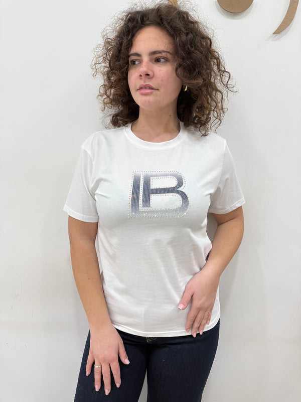 T-shirt laura biagiotti con logo strass