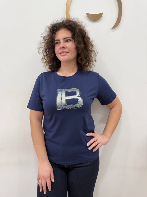 T-shirt laura biagiotti con logo strass