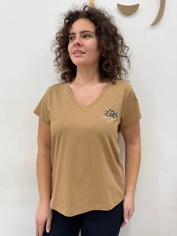 T-shirt laura biagiotti con swarovsky lato