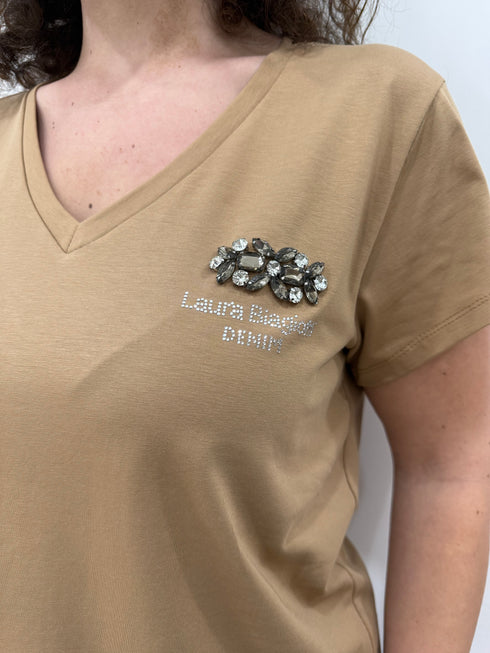 T-shirt laura biagiotti con swarovsky lato
