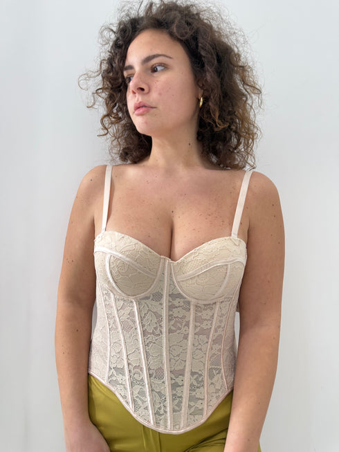 Top corpetto in pizzo floreale