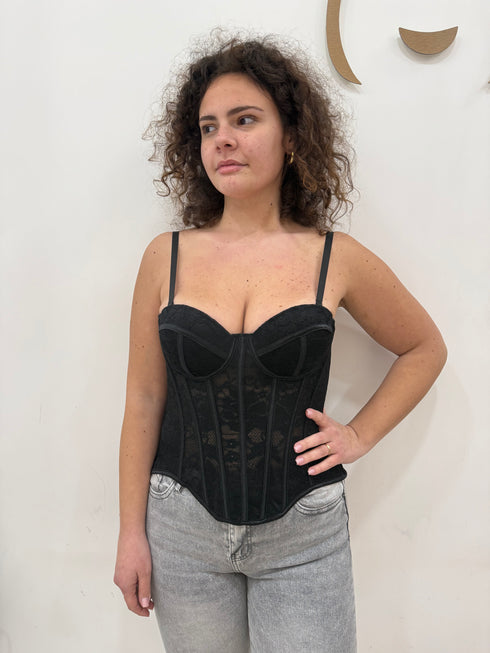 Top corpetto in pizzo floreale