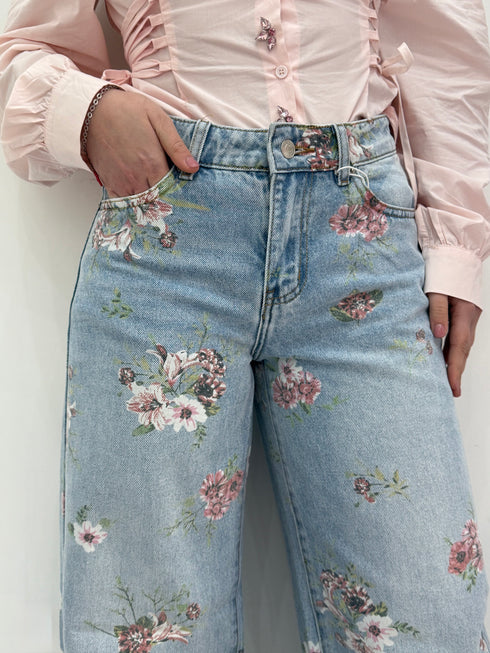 Jeans stampa floreali