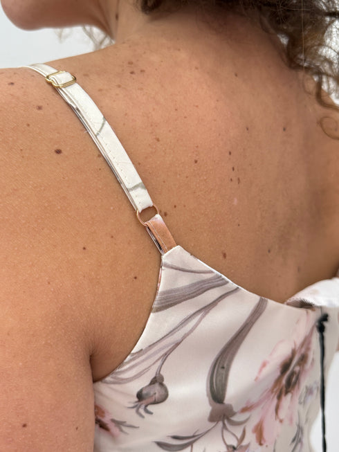 Top Sottogiacca in Satin a Fantasia Floreale