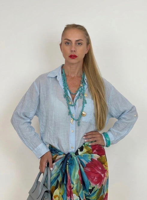 Camicia Oversize Velata Effetto Lucido