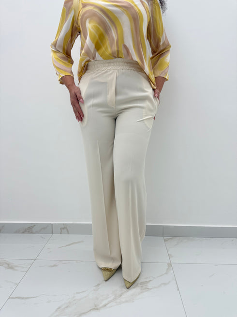 Pantalone Ashley gamba ampia con elastico