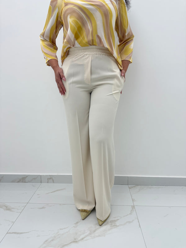 Pantalone Ashley gamba ampia con elastico