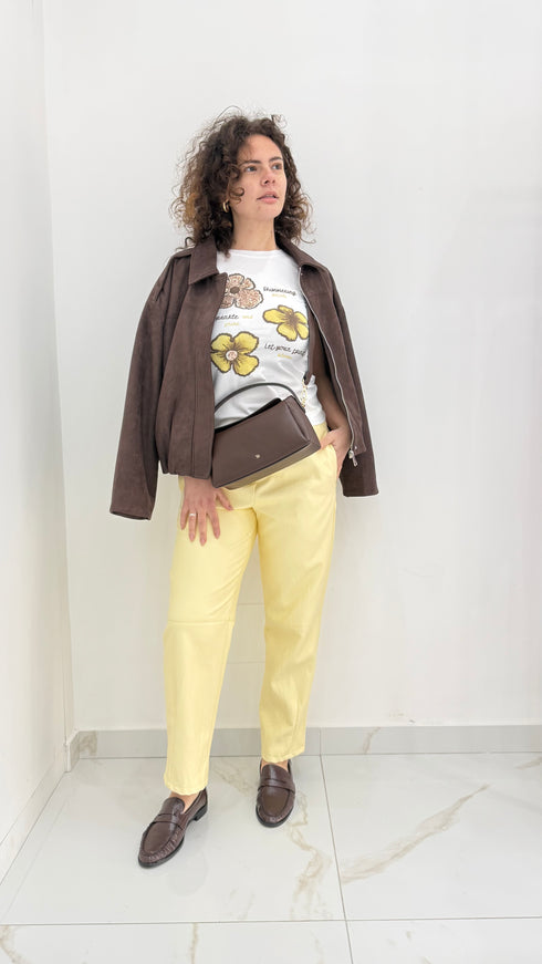 T-shirt cotone con stampa fiori
