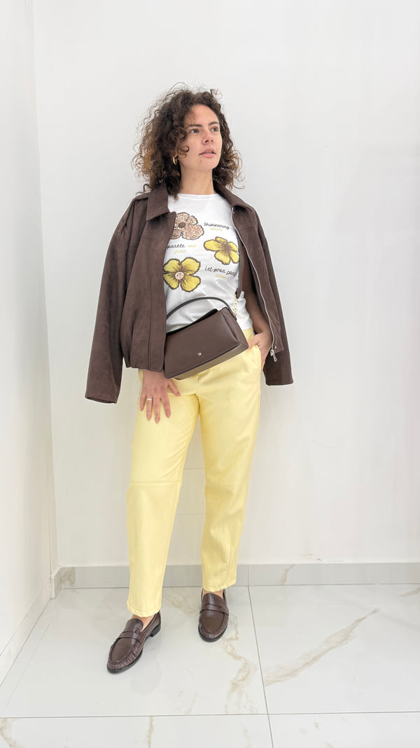 T-shirt cotone con stampa fiori