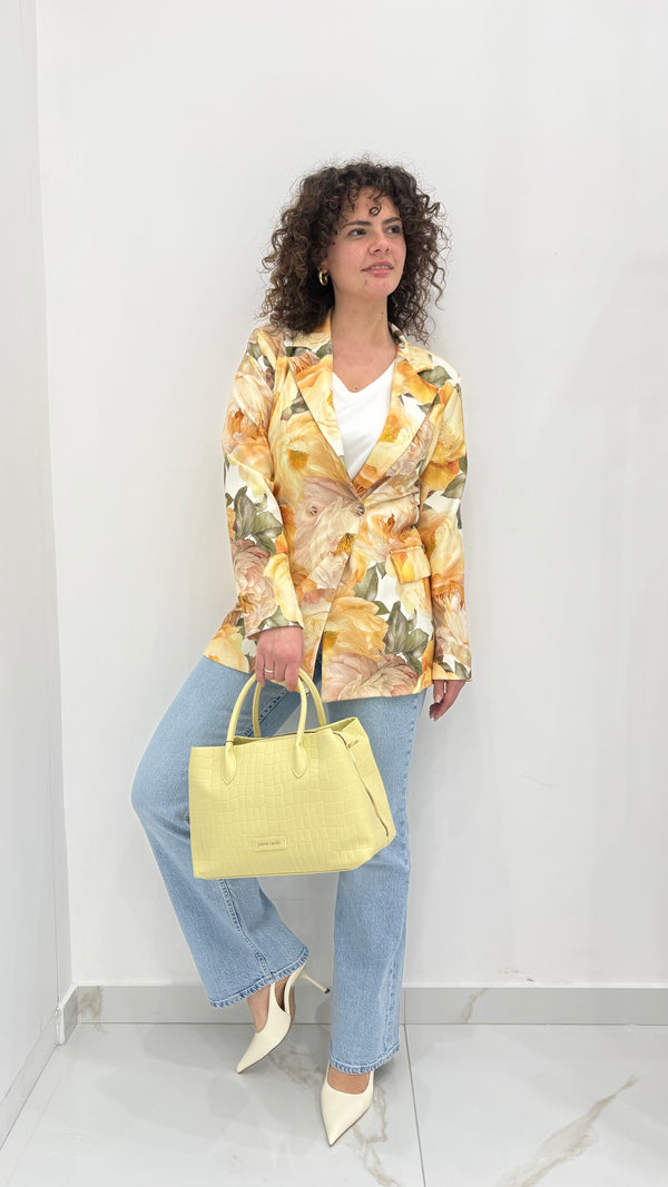 Giacca kimono floreale con fusciacca