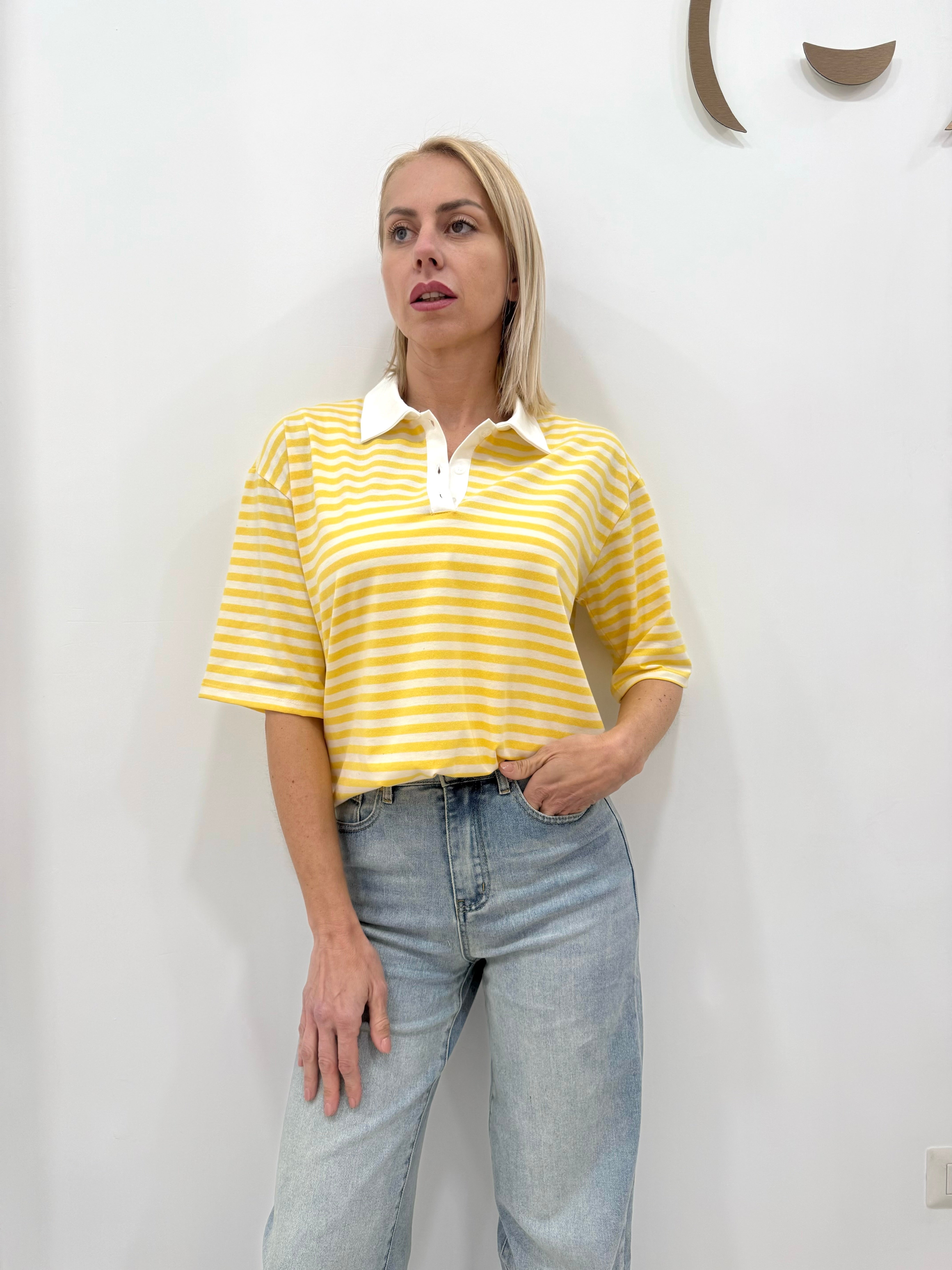 T-Shirt Polo a Righe Two Way