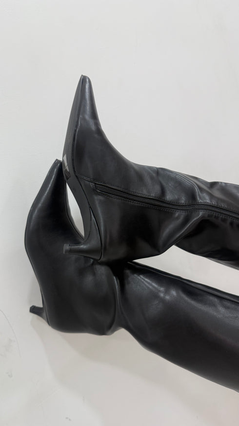 Stivale alto liscio con tacco