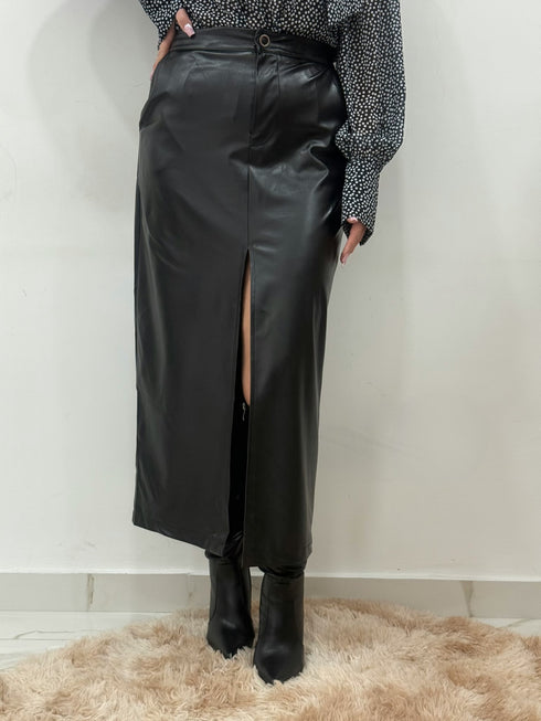 Gonna ecopelle con spacco Juliette Ferri