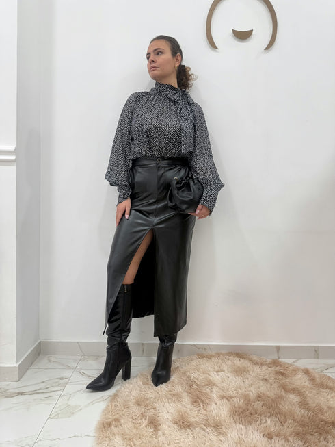 Gonna ecopelle con spacco Juliette Ferri