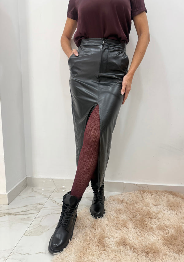 Gonna ecopelle con spacco Juliette Ferri