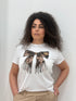 T-shirt con stampa fiocco animalier