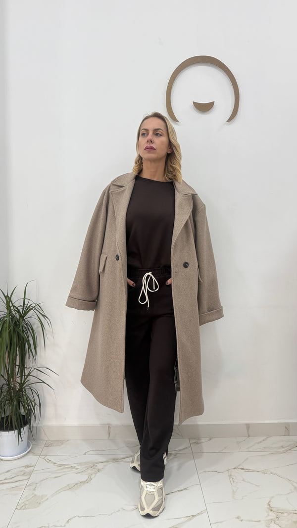 Cappotto lungo con revers classico