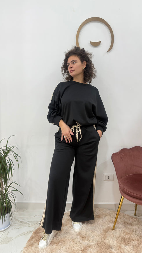 Tuta felpa laccetti e bande laterali