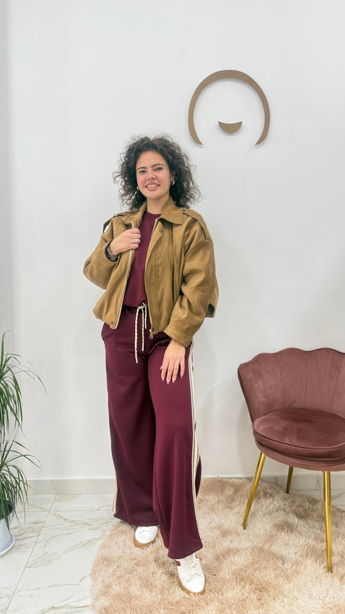 Tuta felpa laccetti e bande laterali