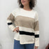 Maglione girocollo con righe laminate